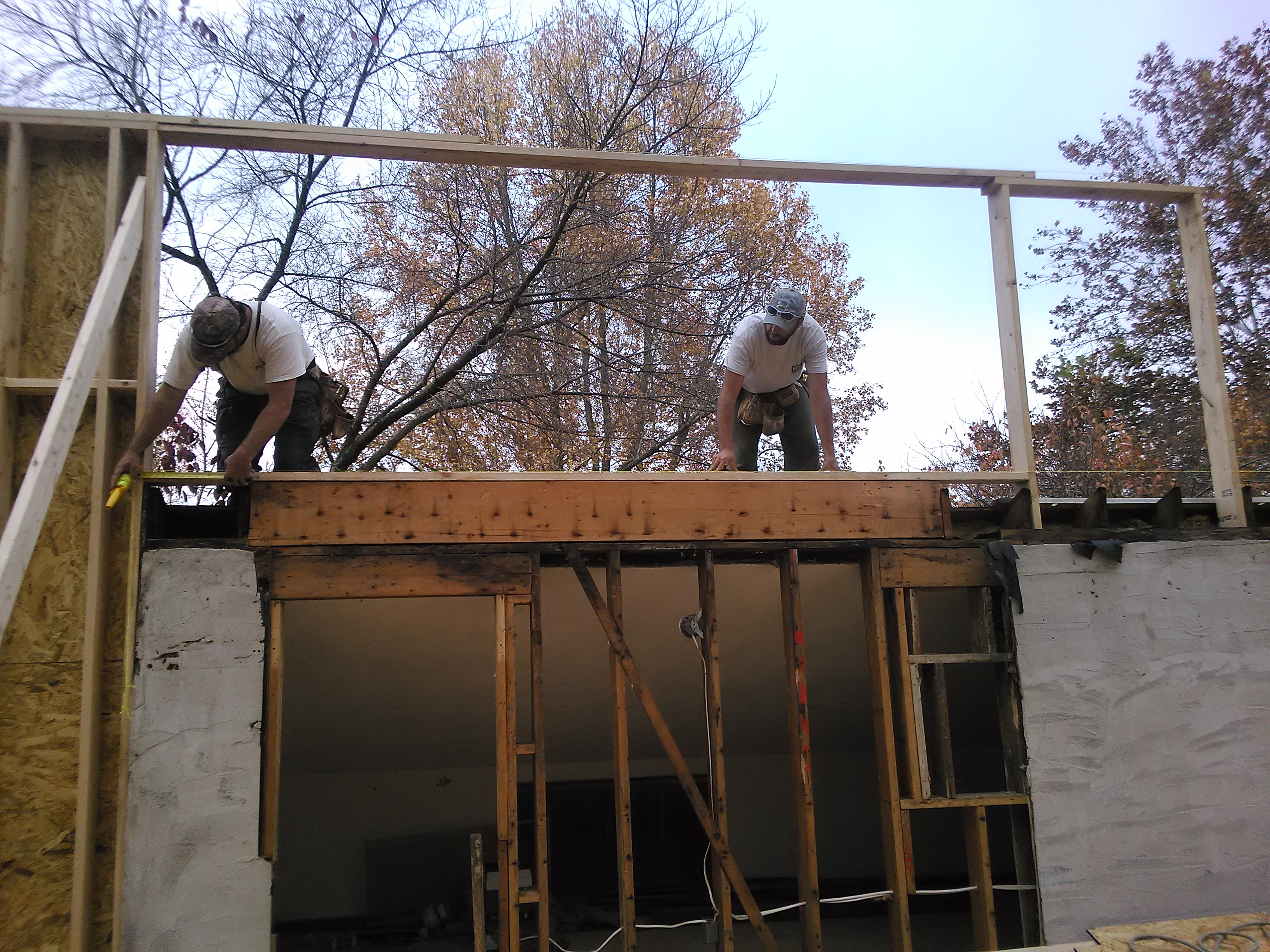 We also work with licensed and insured subcontractors for larger projects; pictured here are carpenters from Riehl Brothers Construction.